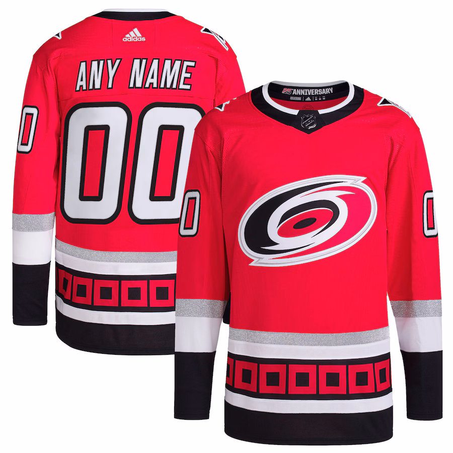 Men's Carolina Hurricanes adidas Red 25th Anniversary Primegreen Authentic Custom Jersey - SUjersey01