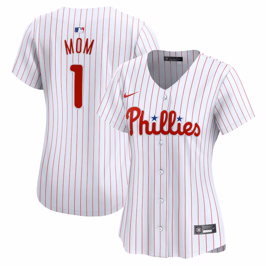 Women's Philadelphia Phillies Nike White #1 Mom Home Limited Jersey - SUjersey01