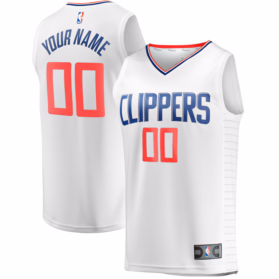 Men's LA Clippers Fanatics White Fast Break Custom Replica Jersey - Association Edition - SUjersey01