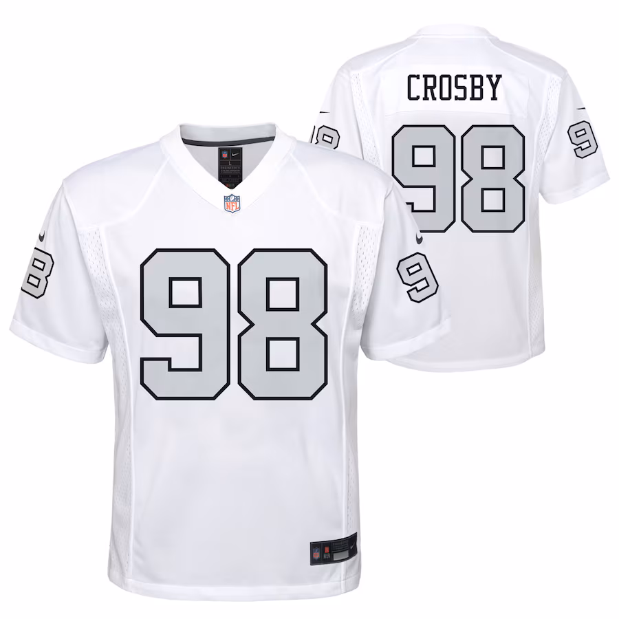 Youth Las Vegas Raiders Maxx Crosby Nike White Game Jersey - SUjersey01