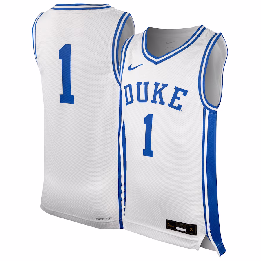#1 Duke Blue Devils Nike Youth Icon Replica Basketball Jersey - White - SUjersey01