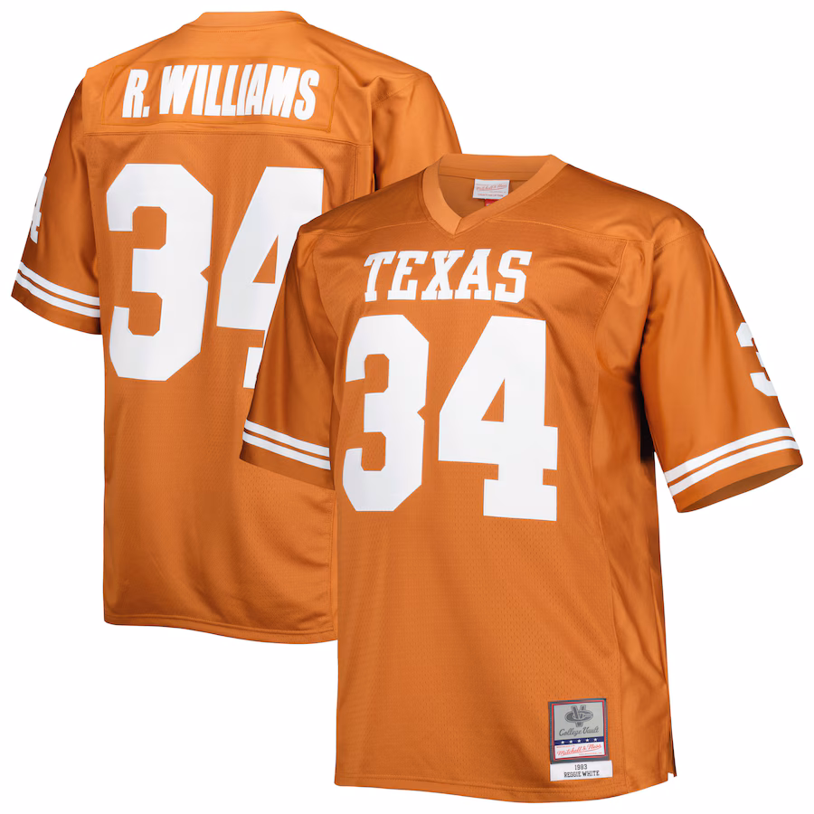 Men's Mitchell & Ness Ricky Williams Texas Orange Texas Longhorns Big & Tall Throwback Jersey - SUjersey01