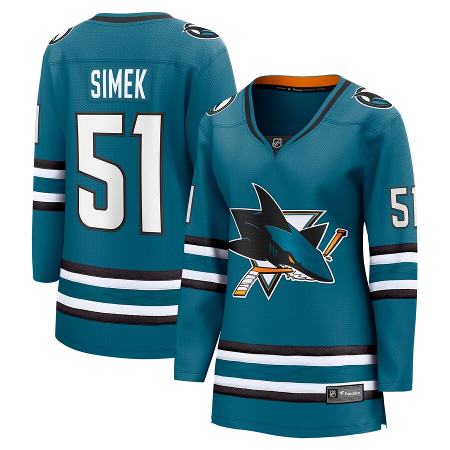 Women's San Jose Sharks Radim Simek Fanatics Branded Teal Home Team Breakaway Player Jersey - SUjersey01