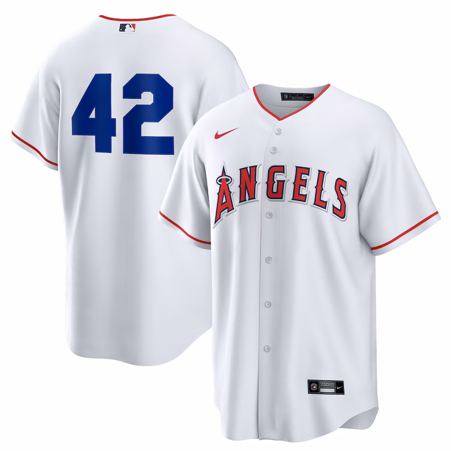 Men's Los Angeles Angels Nike White Home 2025 Jackie Robinson Day Replica Jersey - SUjersey01