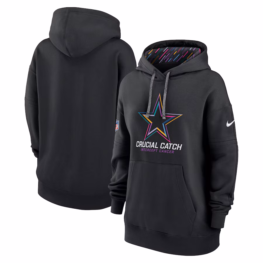 Women's Dallas Cowboys  Nike Black 2024 NFL Crucial Catch Club Pullover Hoodie - SUjersey01