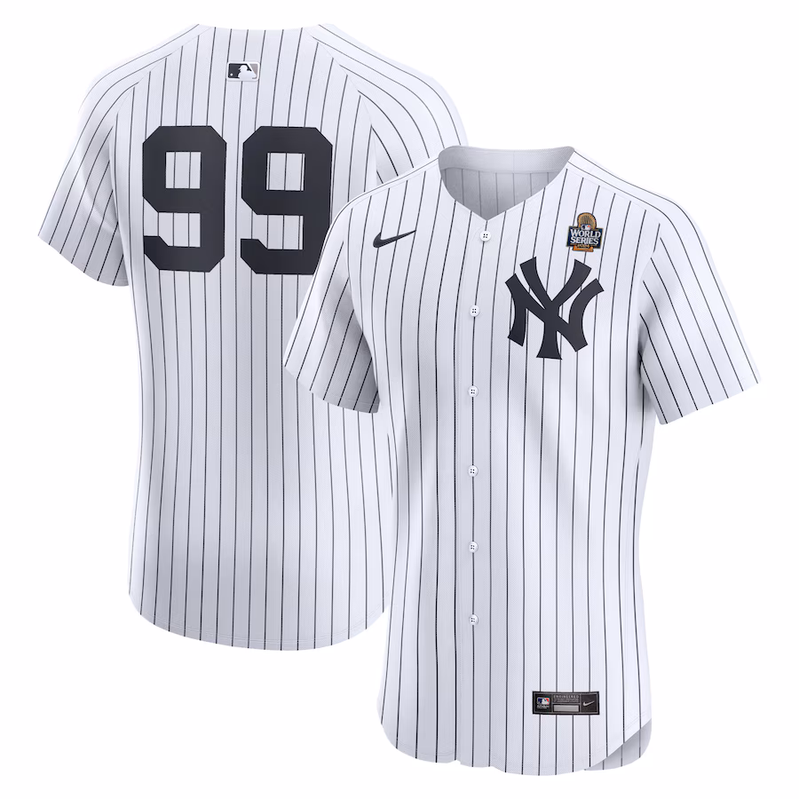 Men's New York Yankees Aaron Judge Nike White 2024 World Series Home Elite Player Jersey - SUjersey01
