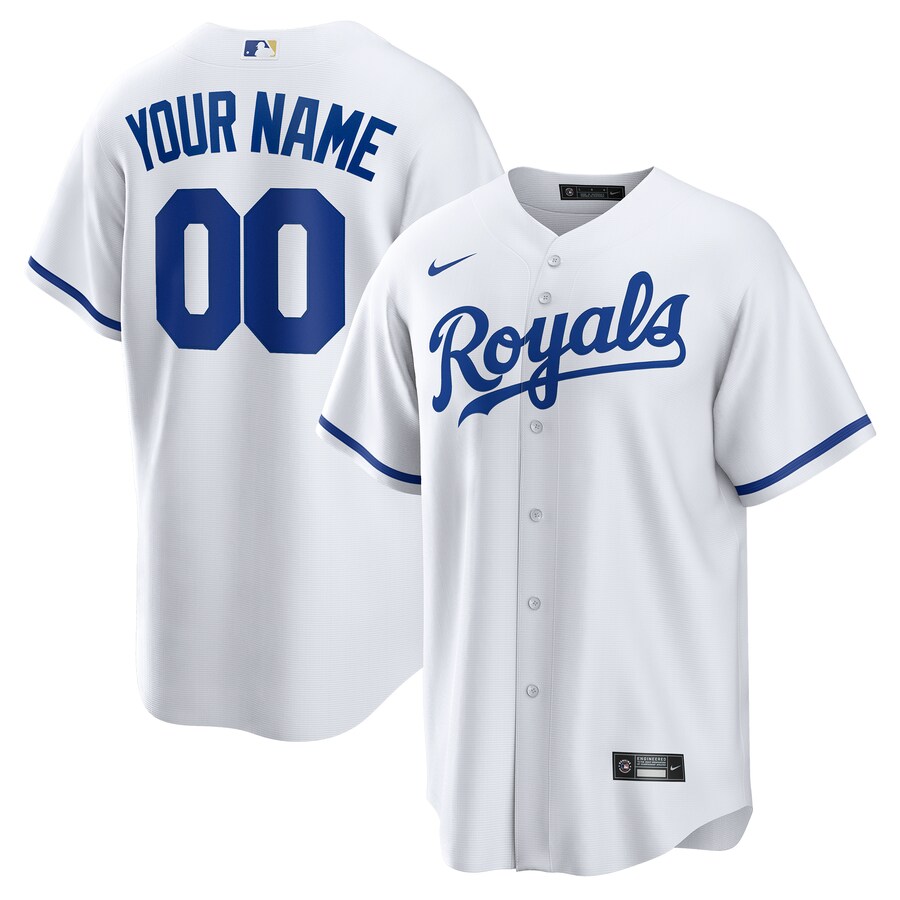Men's Kansas City Royals Nike White Replica Custom Jersey - SUjersey01