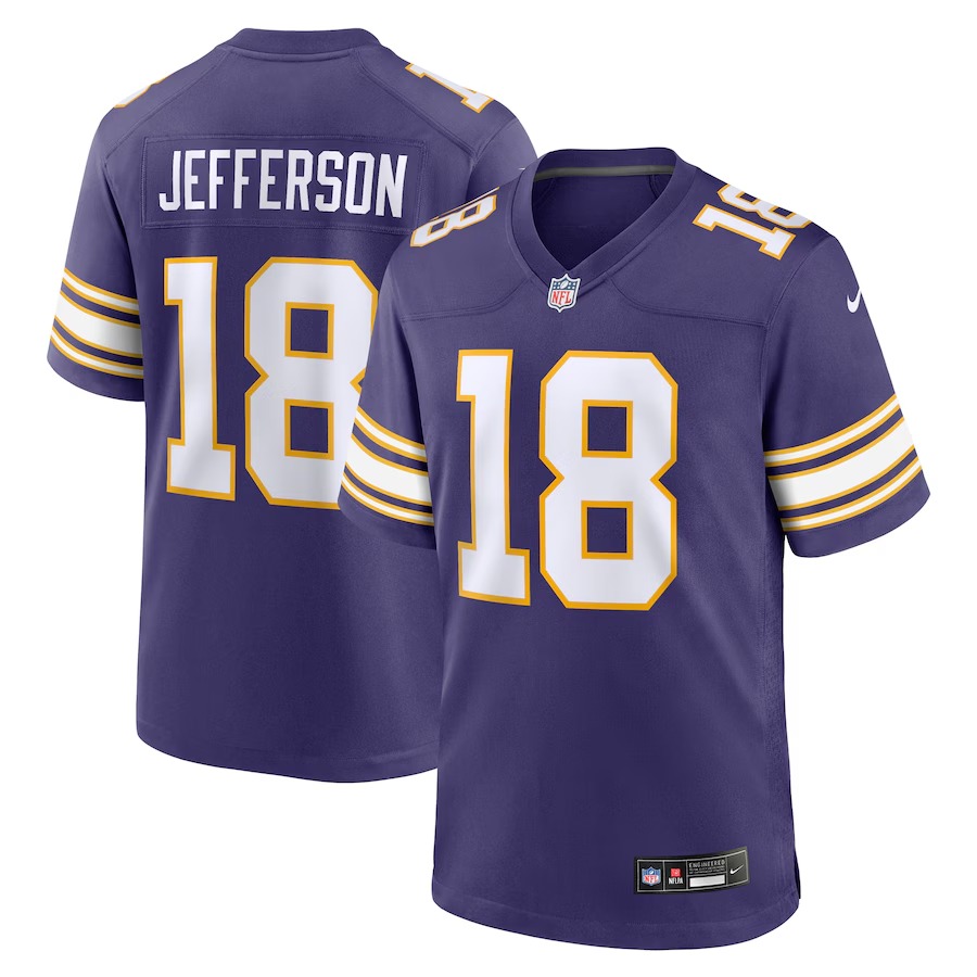 Men's Minnesota Vikings Justin Jefferson Nike Purple Classic Player Game Jersey - SUjersey01