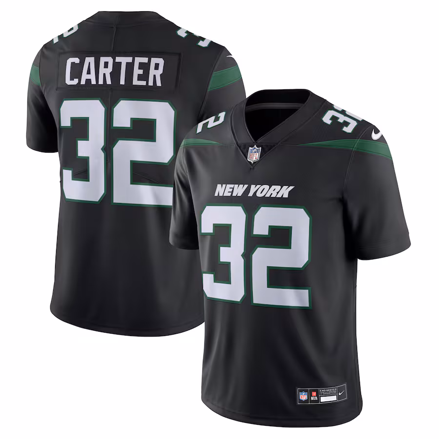 Men's New York Jets Michael Carter Nike Black  Vapor Untouchable Limited Jersey - SUjersey01