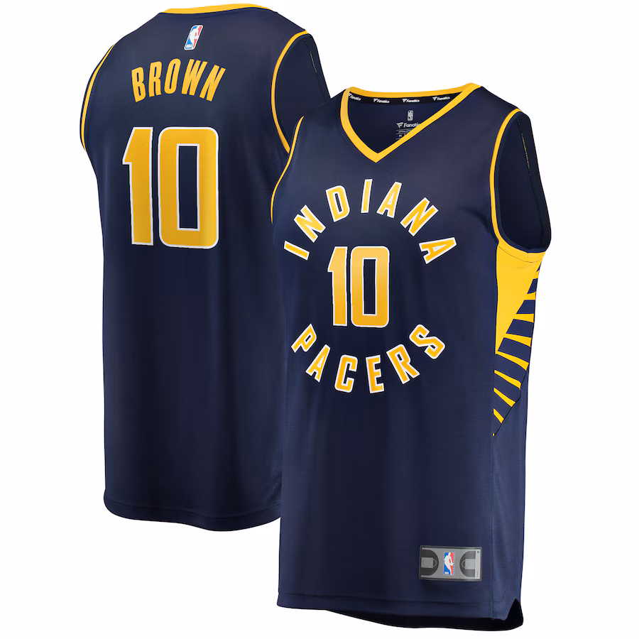Men's Indiana Pacers Kendall Brown Fanatics Navy 2021/22 Fast Break Replica Jersey - Icon Edition - SUjersey01