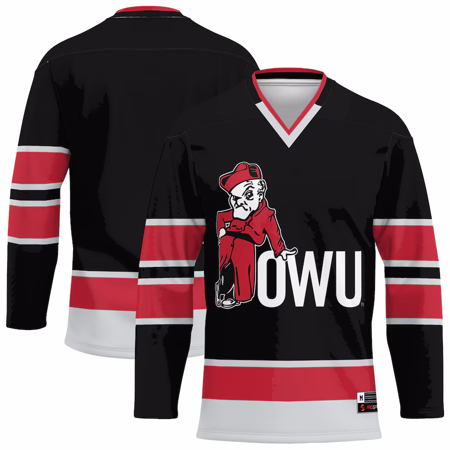 Youth ProSphere Black Ohio Wesleyan Battling Bishops Hockey Jersey - SUjersey01