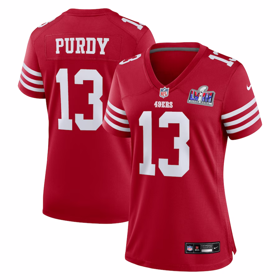 Women's San Francisco 49ers Brock Purdy Nike Scarlet Super Bowl LVIII Game Jersey - SUjersey01