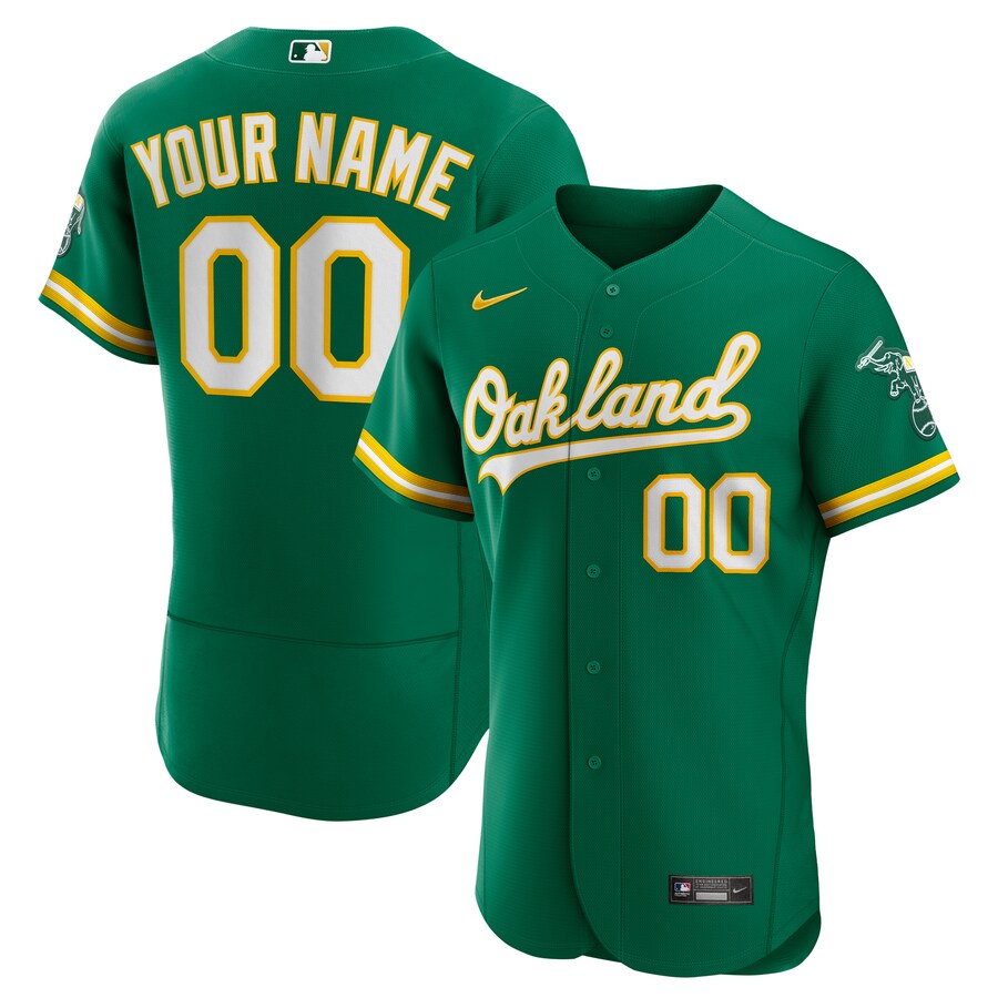 Men's Oakland Athletics Nike Kelly Green Alternate Authentic Custom Jersey - SUjersey01
