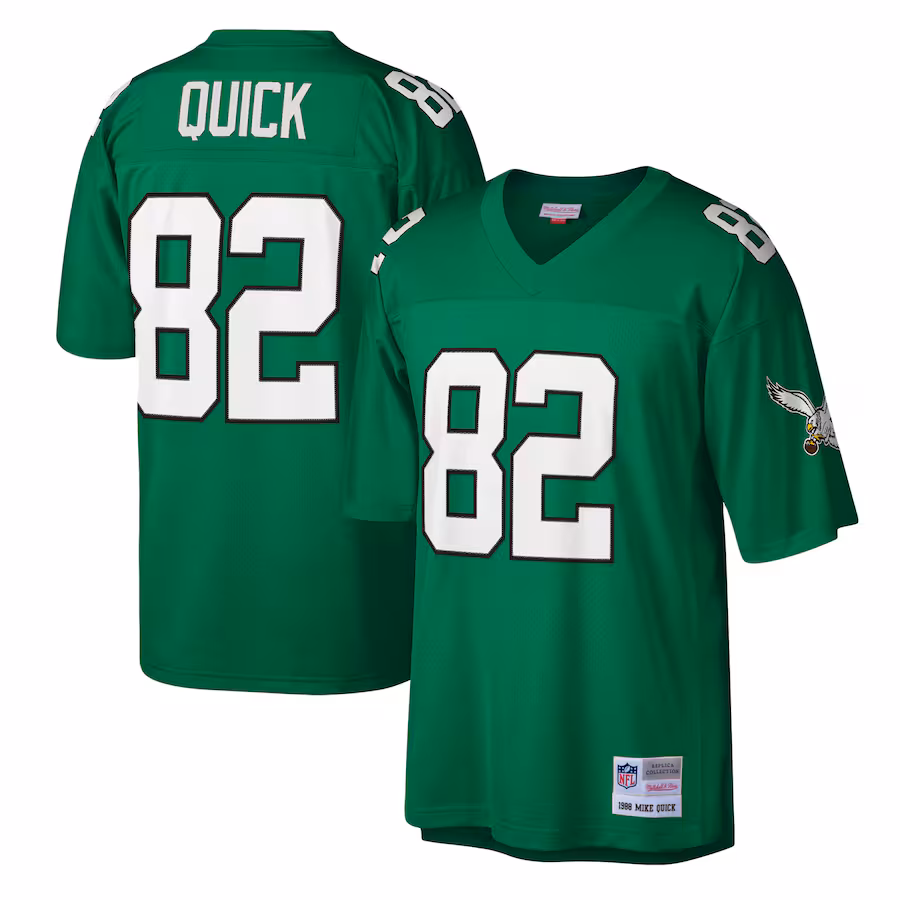 Men's Philadelphia Eagles Mike Quick Mitchell & Ness Kelly Green Legacy Replica Jersey - SUjersey01
