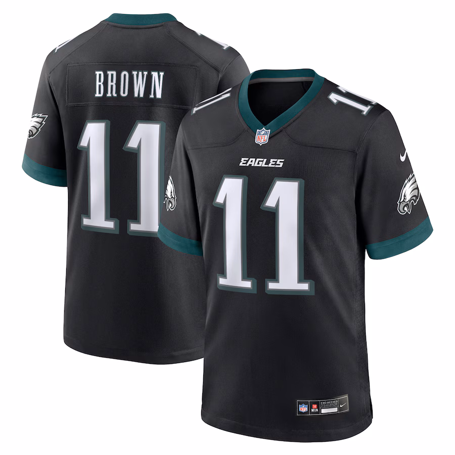 Men's Philadelphia Eagles A.J. Brown Nike Black Alternate Game Jersey - SUjersey01