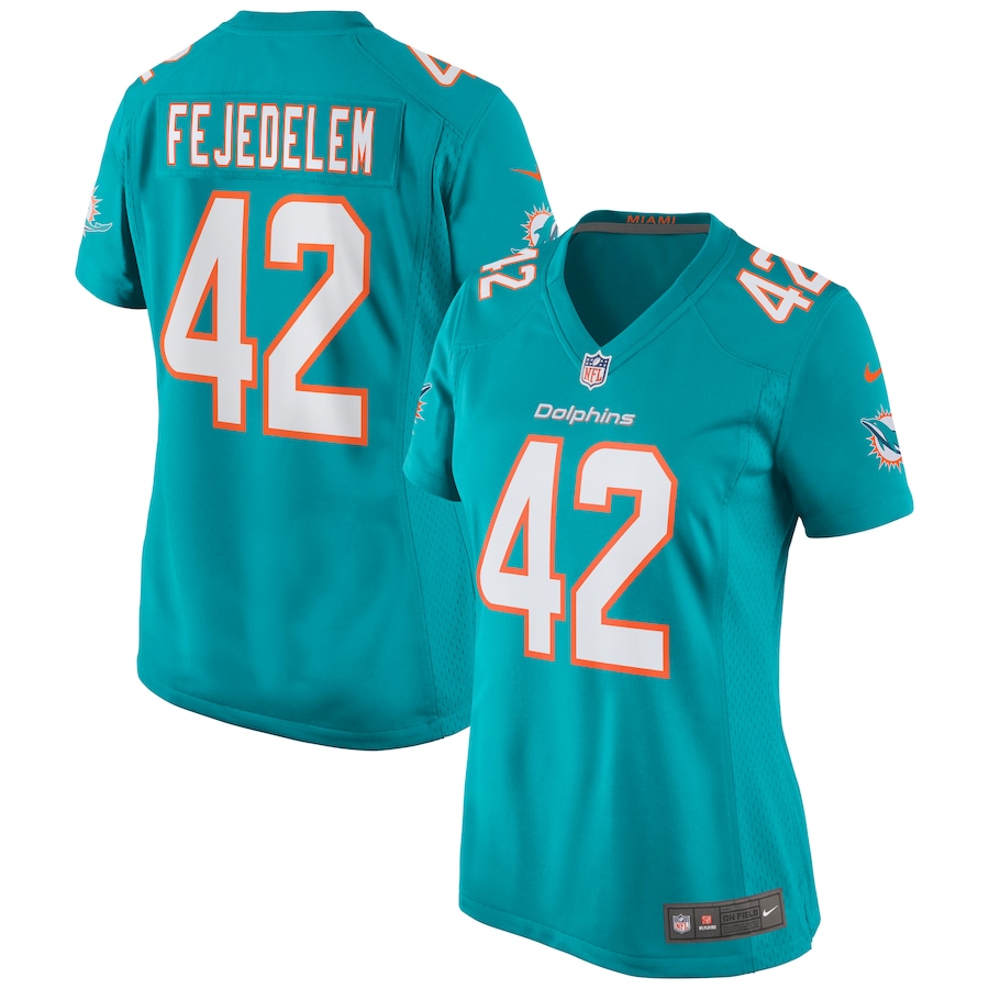 Women's Miami Dolphins Clayton Fejedelem Nike Aqua Game Jersey - SUjersey01