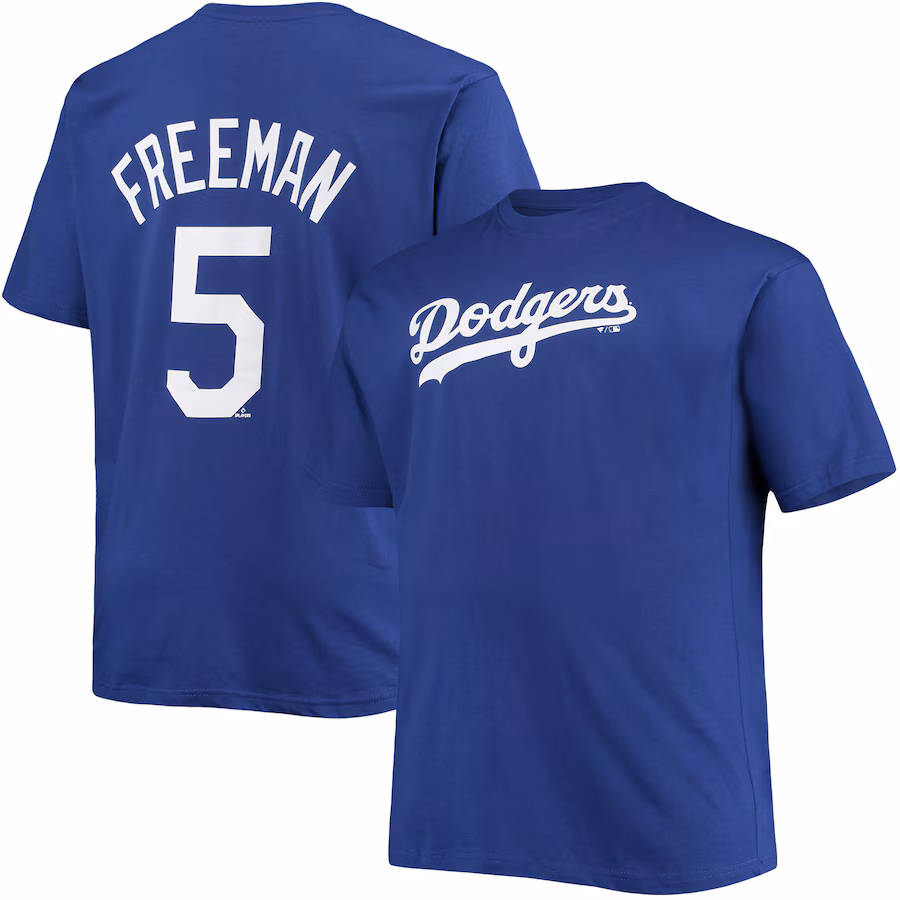 Men's Los Angeles Dodgers Freddie Freeman Royal Big & Tall Name & Number T-Shirt - SUjersey01