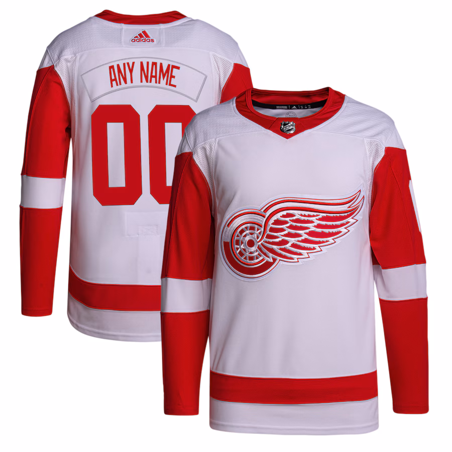 Men's Detroit Red Wings adidas White Away Primegreen Authentic Custom Jersey - SUjersey01