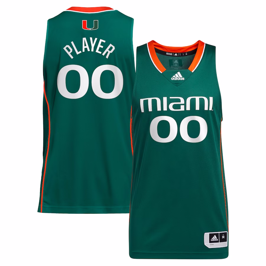 Miami Hurricanes adidas Unisex Pick-A-Player NIL Women's Basketball Jersey - Green - SUjersey01