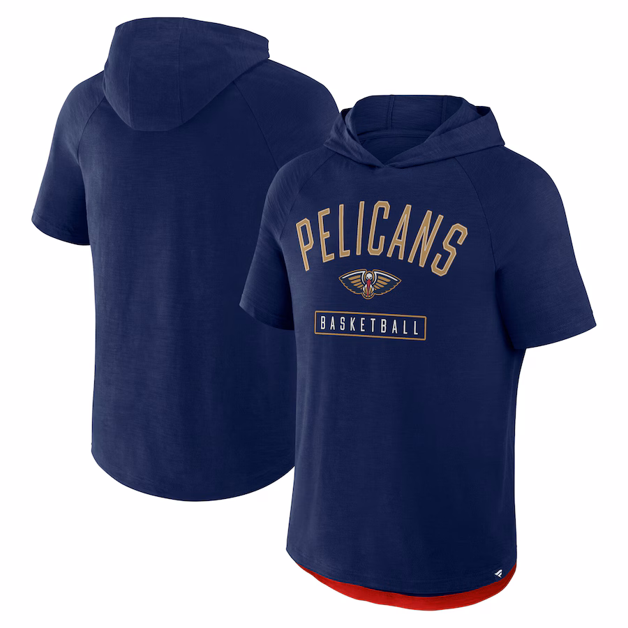Men's New Orleans Pelicans Fanatics Athletic Navy Pass Legend Hooded T-Shirt - SUjersey01