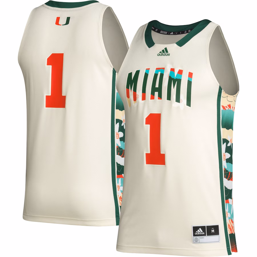 #1 Miami Hurricanes adidas Honoring Black Excellence Basketball Jersey - Khaki - SUjersey01