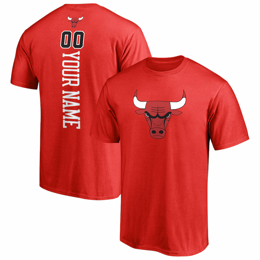 Men's Chicago Bulls Red Playmaker Personalized Name & Number T-Shirt - SUjersey01