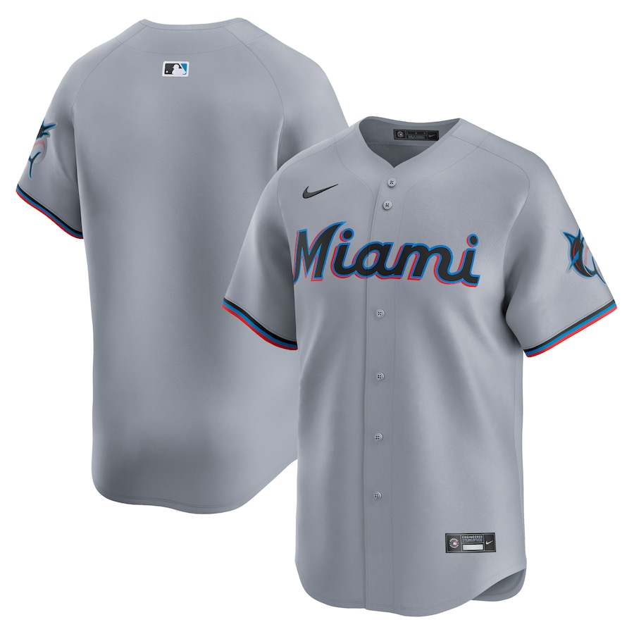 Men's Miami Marlins  Nike Gray Road Limited Jersey - SUjersey01
