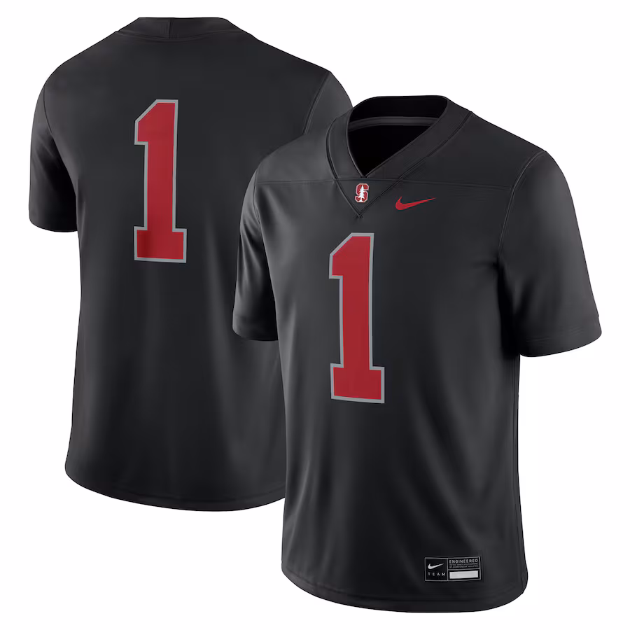 Men's Nike #1 Black Stanford Cardinal Alternate Game Jersey - SUjersey01