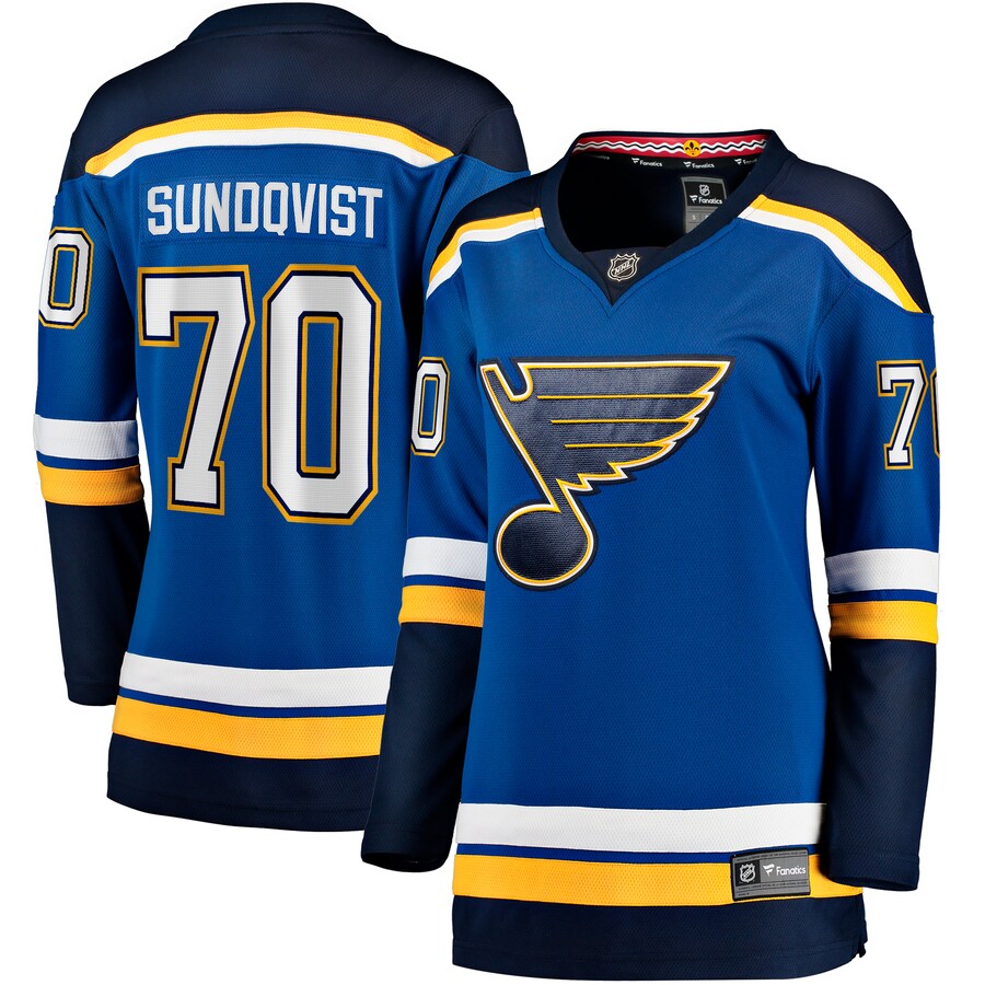 Women's St. Louis Blues Oskar Sundqvist Fanatics Branded Blue Home Breakaway Player Jersey - SUjersey01