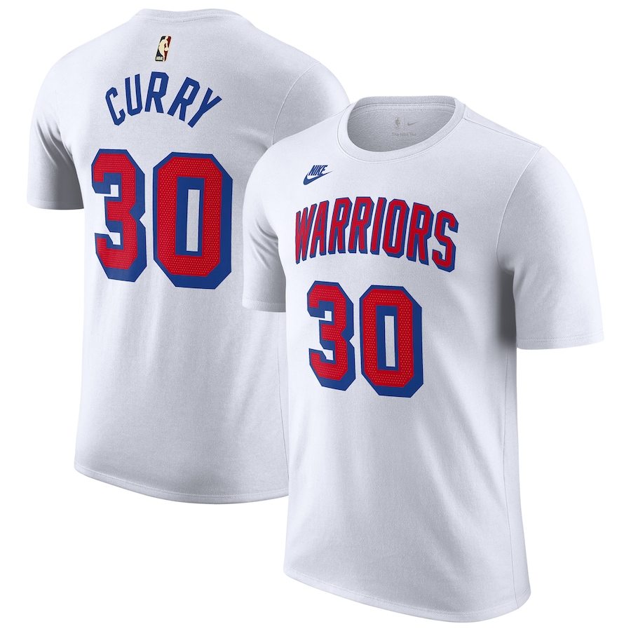 Men's Golden State Warriors Stephen Curry Nike White Classic Edition Name & Number T-Shirt - SUjersey01