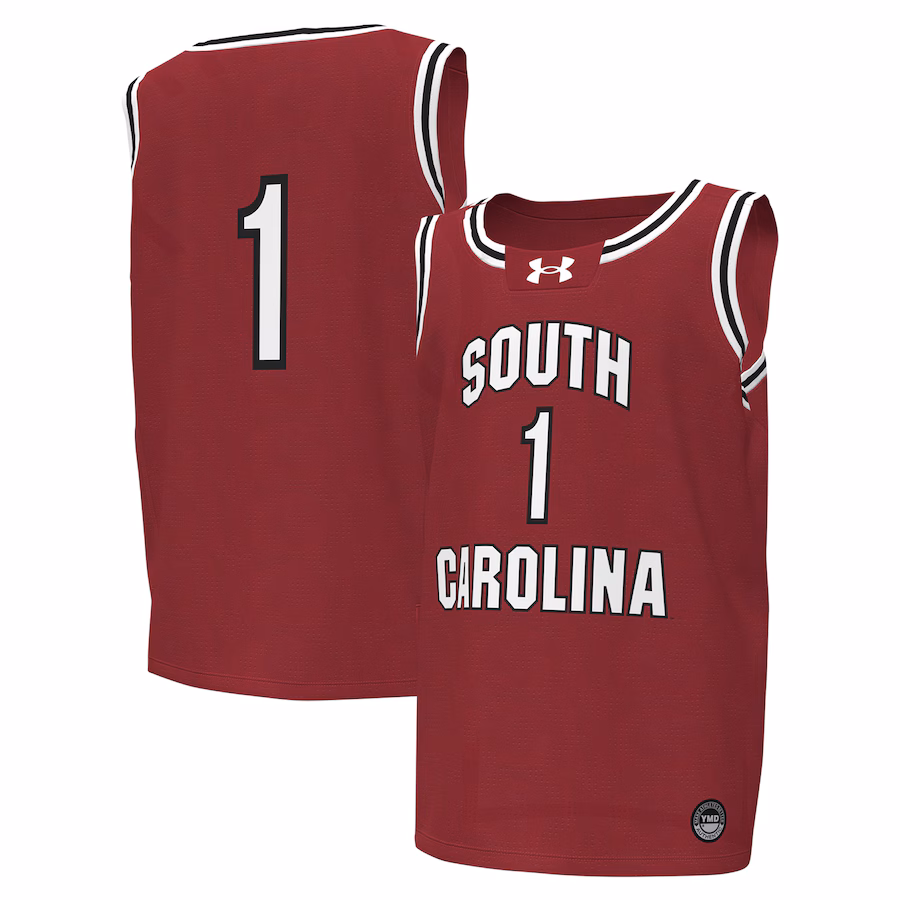 #1South Carolina Gamecocks Under Armour Youth Replica Basketball Jersey - Garnet - SUjersey01