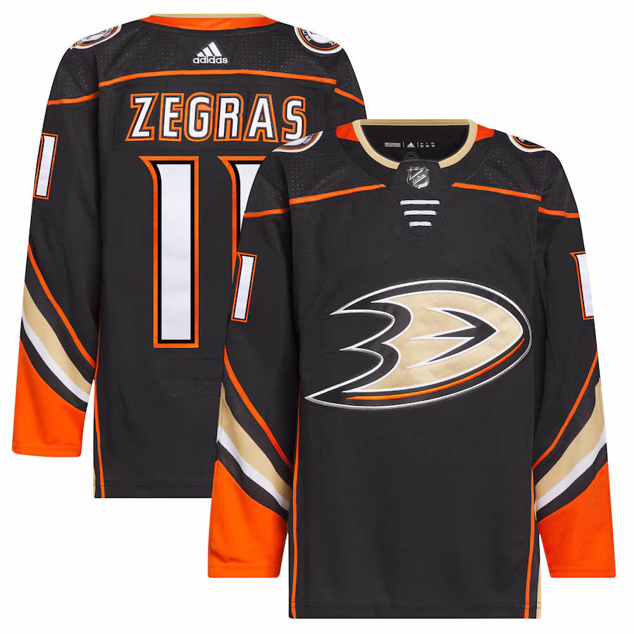 Men's Anaheim Ducks Trevor Zegras adidas Black Home Primegreen Authentic Player Jersey - SUjersey01