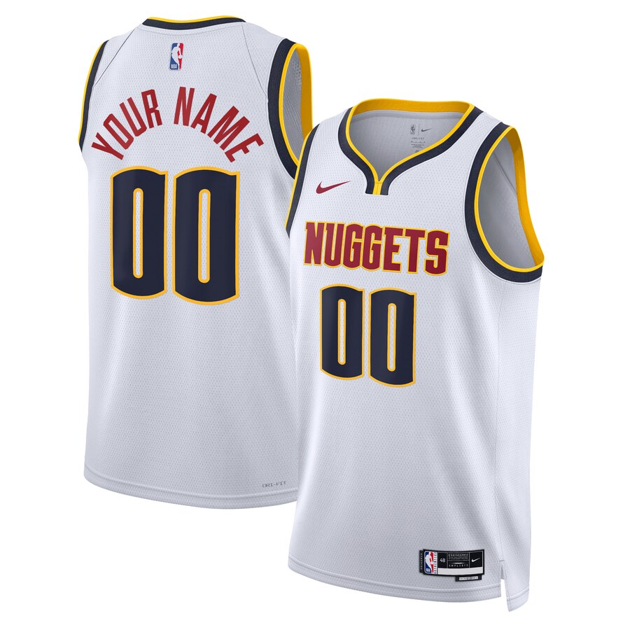 Unisex Denver Nuggets Nike White Swingman Custom Jersey - Association Edition - SUjersey01
