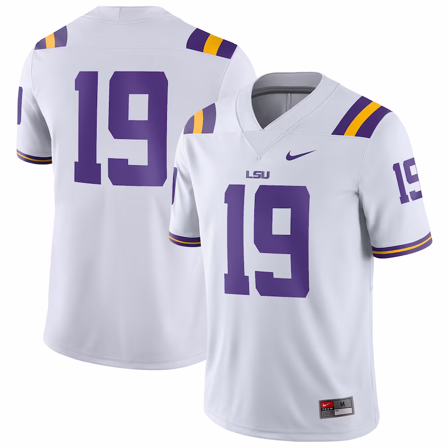 #19 LSU Tigers Nike Game Jersey - White - SUjersey01