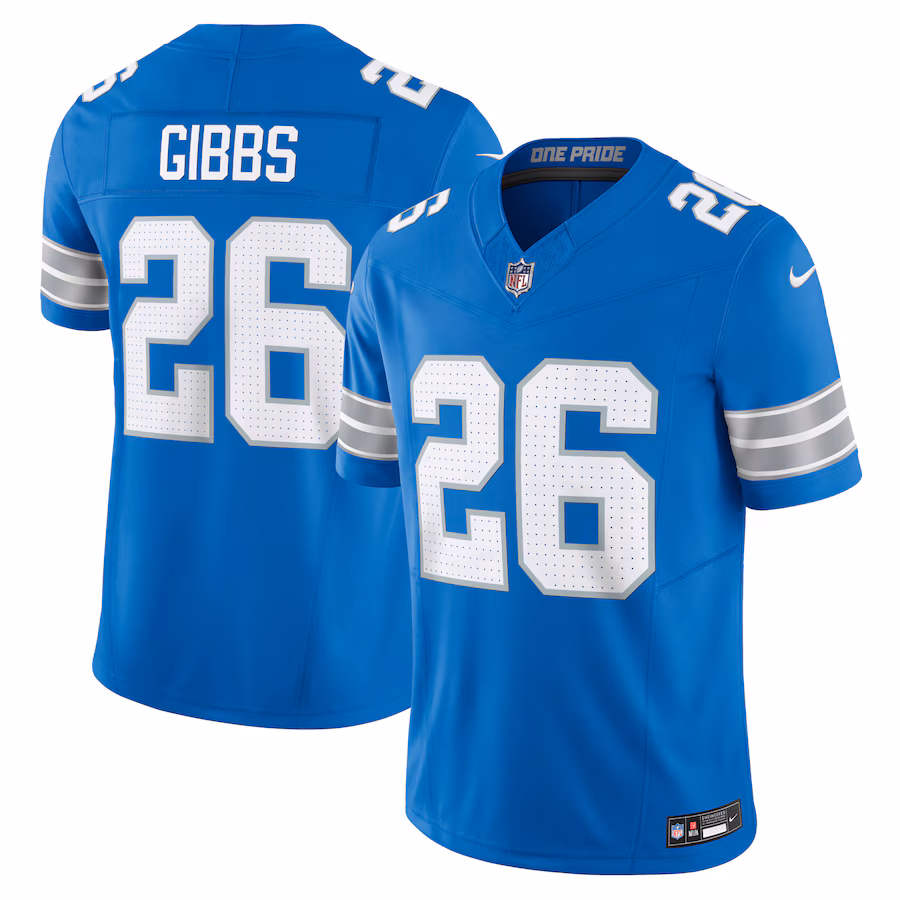Men's Detroit Lions Jahmyr Gibbs Nike Blue Vapor F.U.S.E. Limited Jersey - SUjersey01