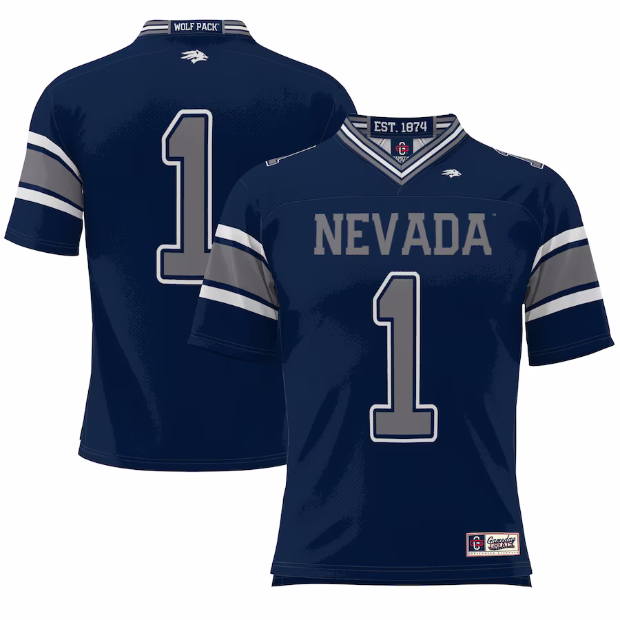 #1 Nevada Wolf Pack GameDay Greats Endzone Football Jersey - Navy - SUjersey01