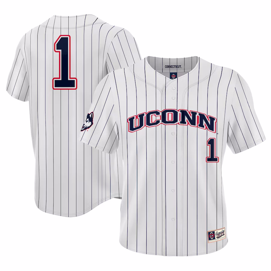 #1 UConn Huskies GameDay Greats Youth Lightweight Baseball Jersey - White - SUjersey01