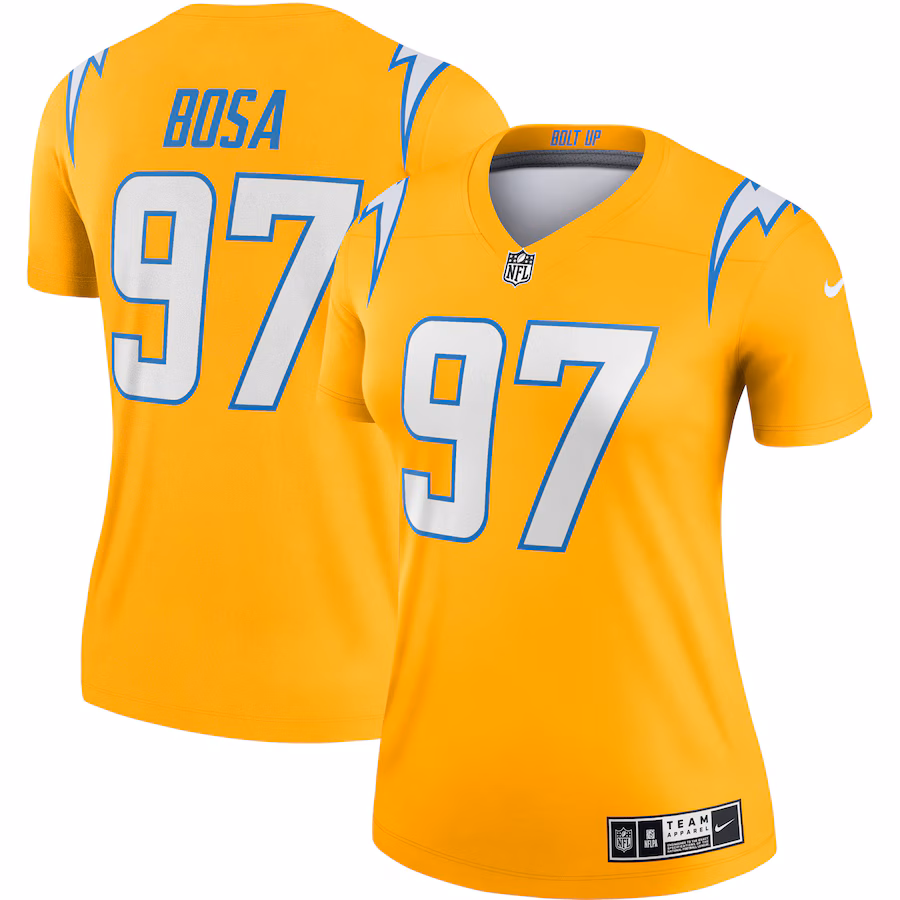 Women's Los Angeles Chargers Joey Bosa Nike Gold Inverted Legend Player Performance Top - SUjersey01