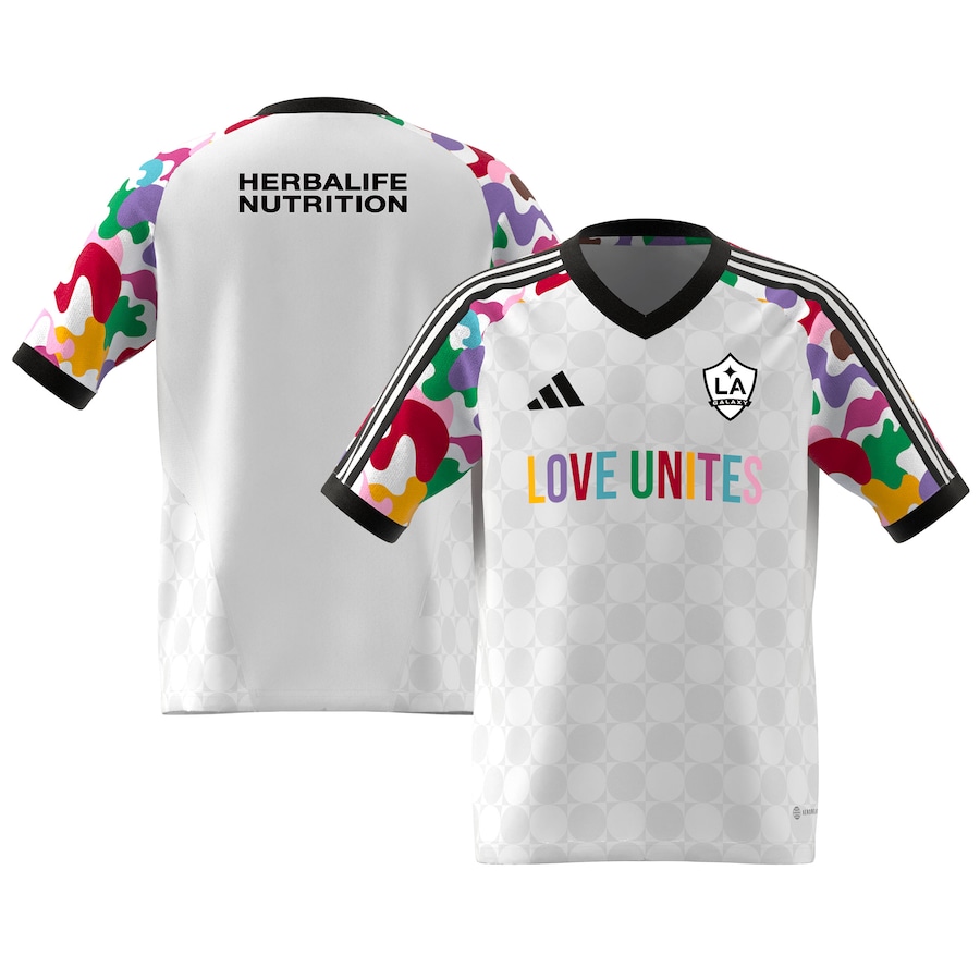 Youth LA Galaxy  adidas White 2023 Pride Pre-Match Top - SUjersey01