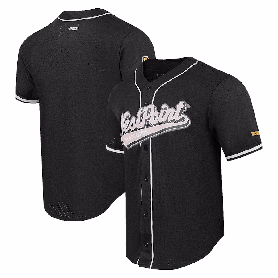 Army Black Knights Pro Standard Mesh Full-Button Replica Baseball Jersey - Black - SUjersey01