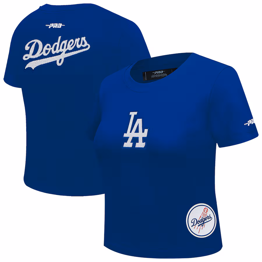 Women's Los Angeles Dodgers Pro Standard Royal Game Day Classics Baby Doll Cropped T-Shirt - SUjersey01