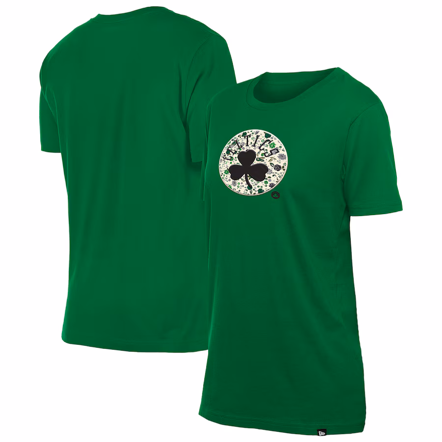 Women's Boston Celtics New Era Kelly Green Glam Game Flower T-Shirt - SUjersey01