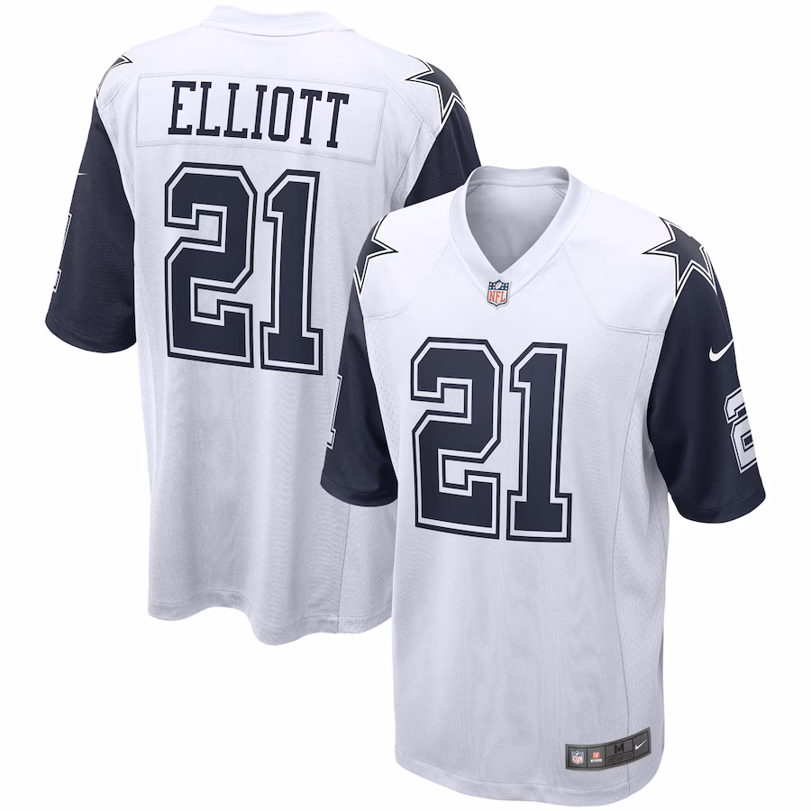 Men's Dallas Cowboys Ezekiel Elliott Nike White Alternate Game Jersey - SUjersey01