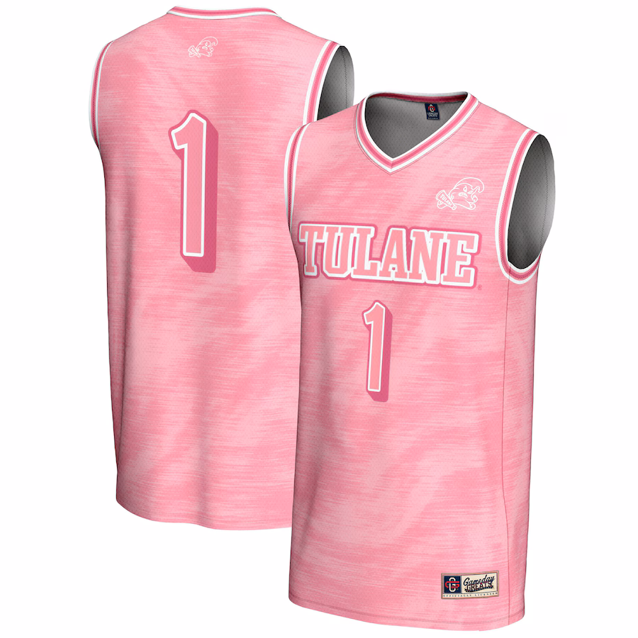Unisex GameDay Greats #1 Pink Tulane Green Wave Lightweight Basketball Jersey - SUjersey01
