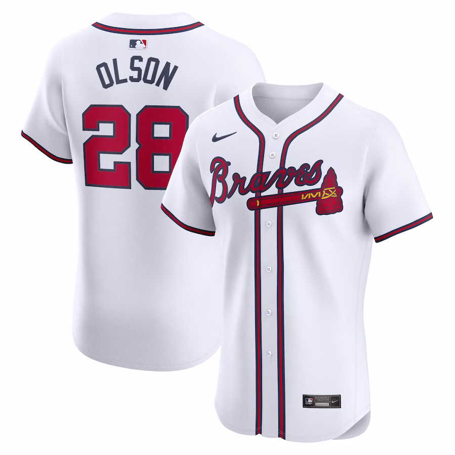 Men's Atlanta Braves Matt Olson Nike White Home Elite Player Jersey - SUjersey01