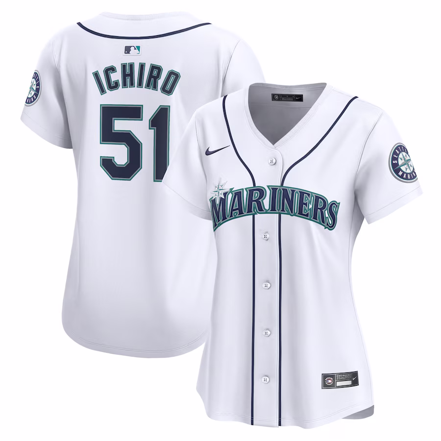 Women's Seattle Mariners Ichiro Suzuki Nike White Home Limited Player Jersey - SUjersey01