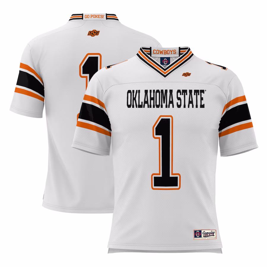 #1 Oklahoma State Cowboys GameDay Greats Youth Football Jersey - White - SUjersey01