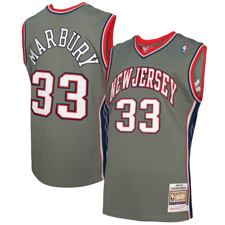 Men's New Jersey Nets Stephon Marbury Mitchell & Ness Gray 1999/00 Authentic Player Jersey - SUjersey01