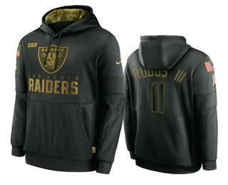 Men's Las Vegas Raiders #11 Henry Ruggs III Black 2020 Salute To Service Sideline Performance Pullover Hoodie - SUjersey01