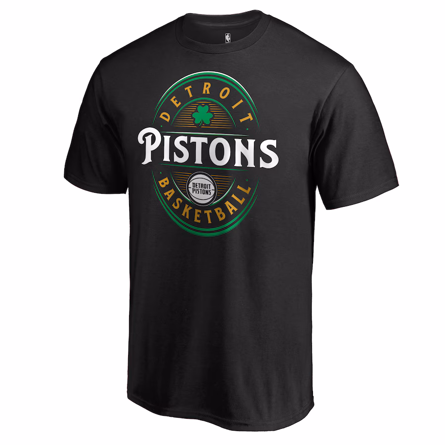 Men's Detroit Pistons Black Forever Lucky T-Shirt - SUjersey01